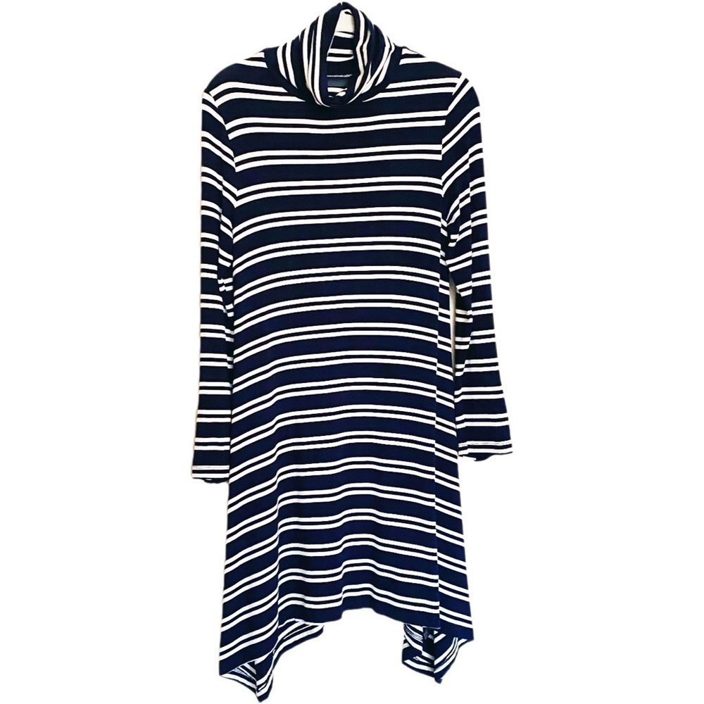Maeve Anthropologie Dress Navy Blue White Striped Nautical Marine Size Small